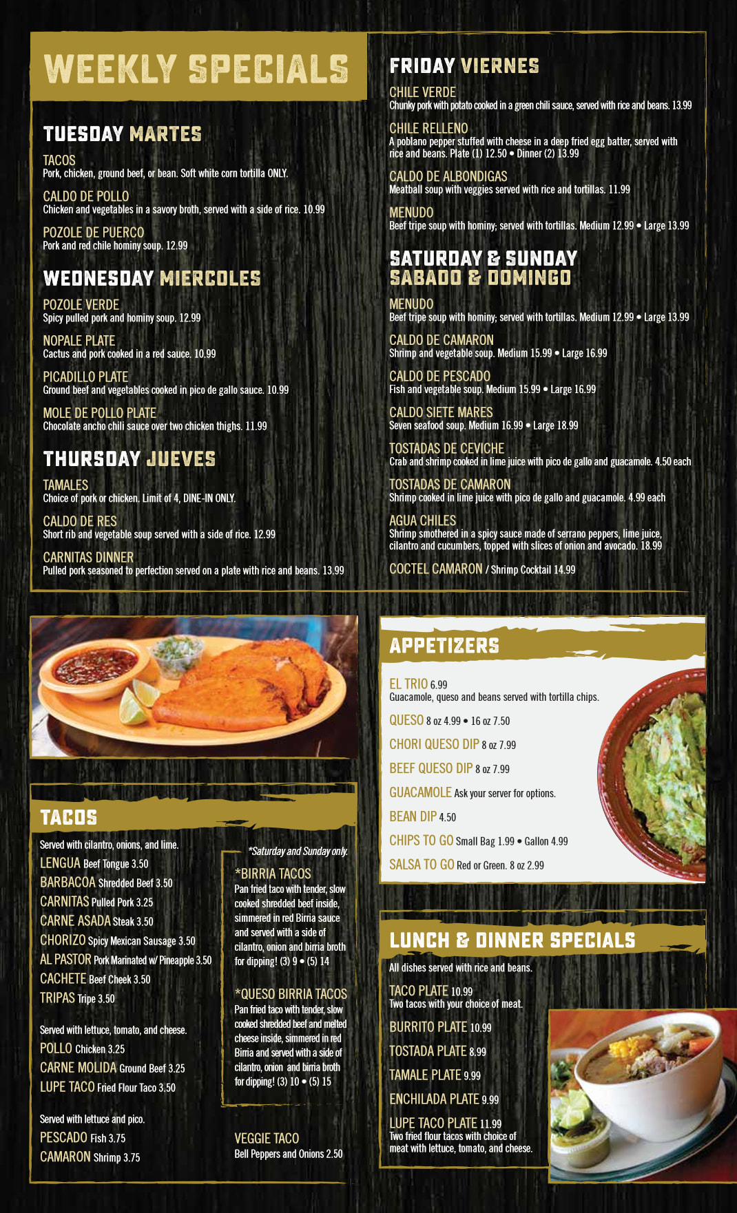 La Hacienda menu – SLC menu